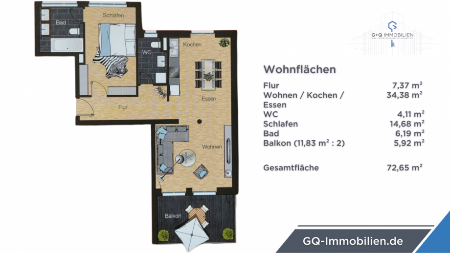 Grundriss mit Wohnfl�che Etagenwohnung Bad Kreuznach